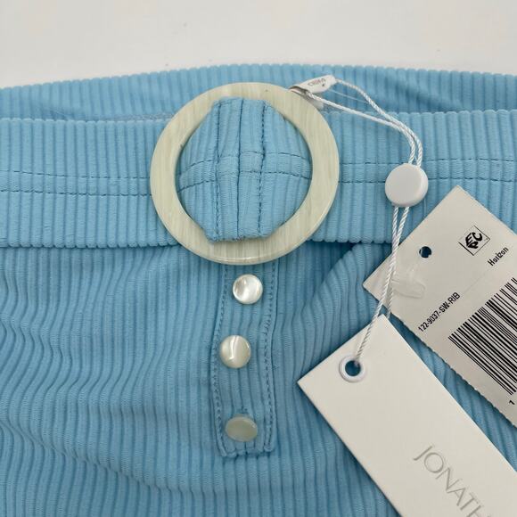 Jonathan Simkhai Swim Bikini Bottom Size Large Ribbed Horizon Blue Belt NWT - Picture 14 of 16